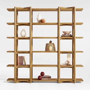 Defaico Natural Oak Book Shelf Bookcase and Room Divider Storage Shelves