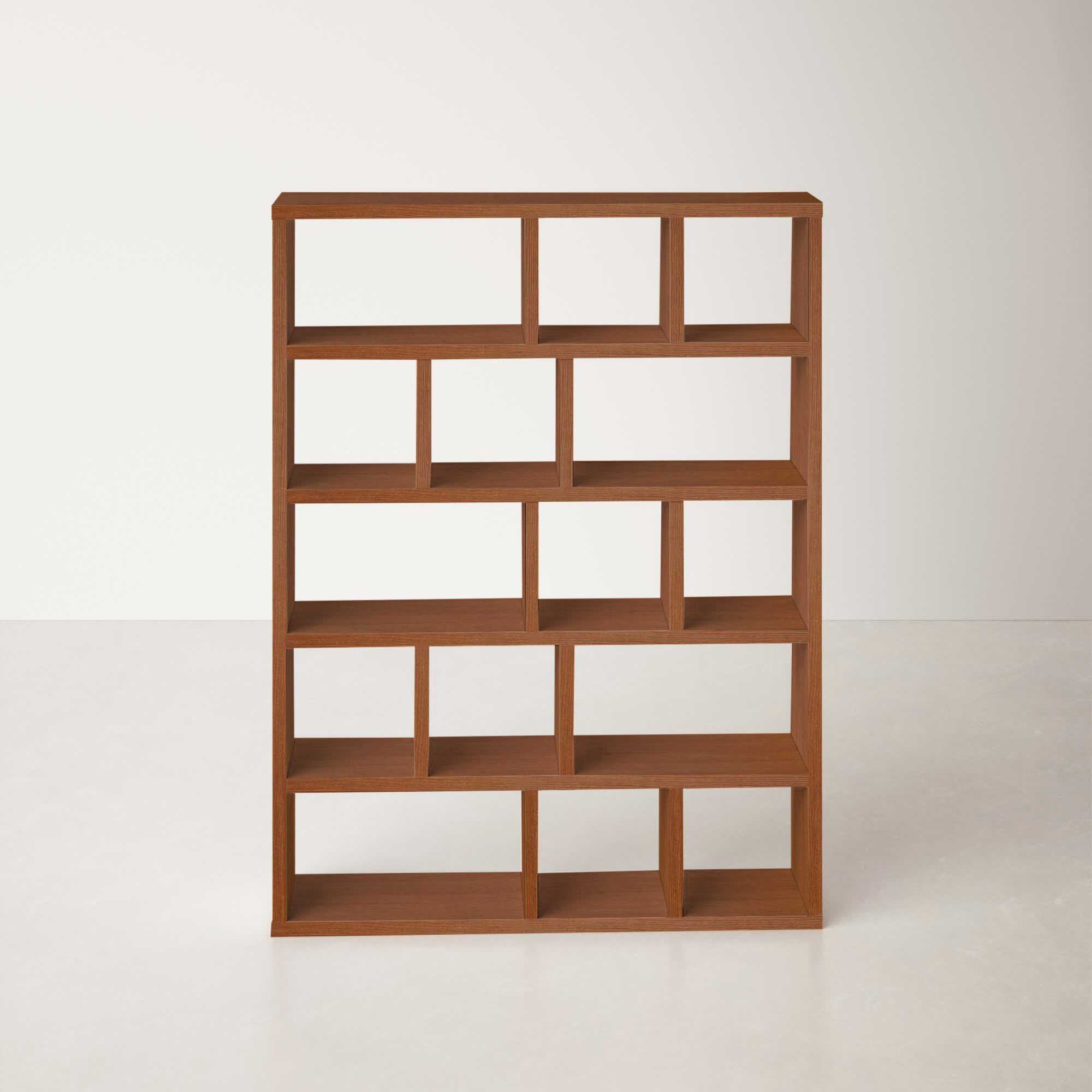 Walnut Archie Geometric Bookcase - Image 4