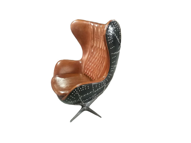 Black Leather Chair,High Back Leisure Chair,Rivets Back Chair - Image 2