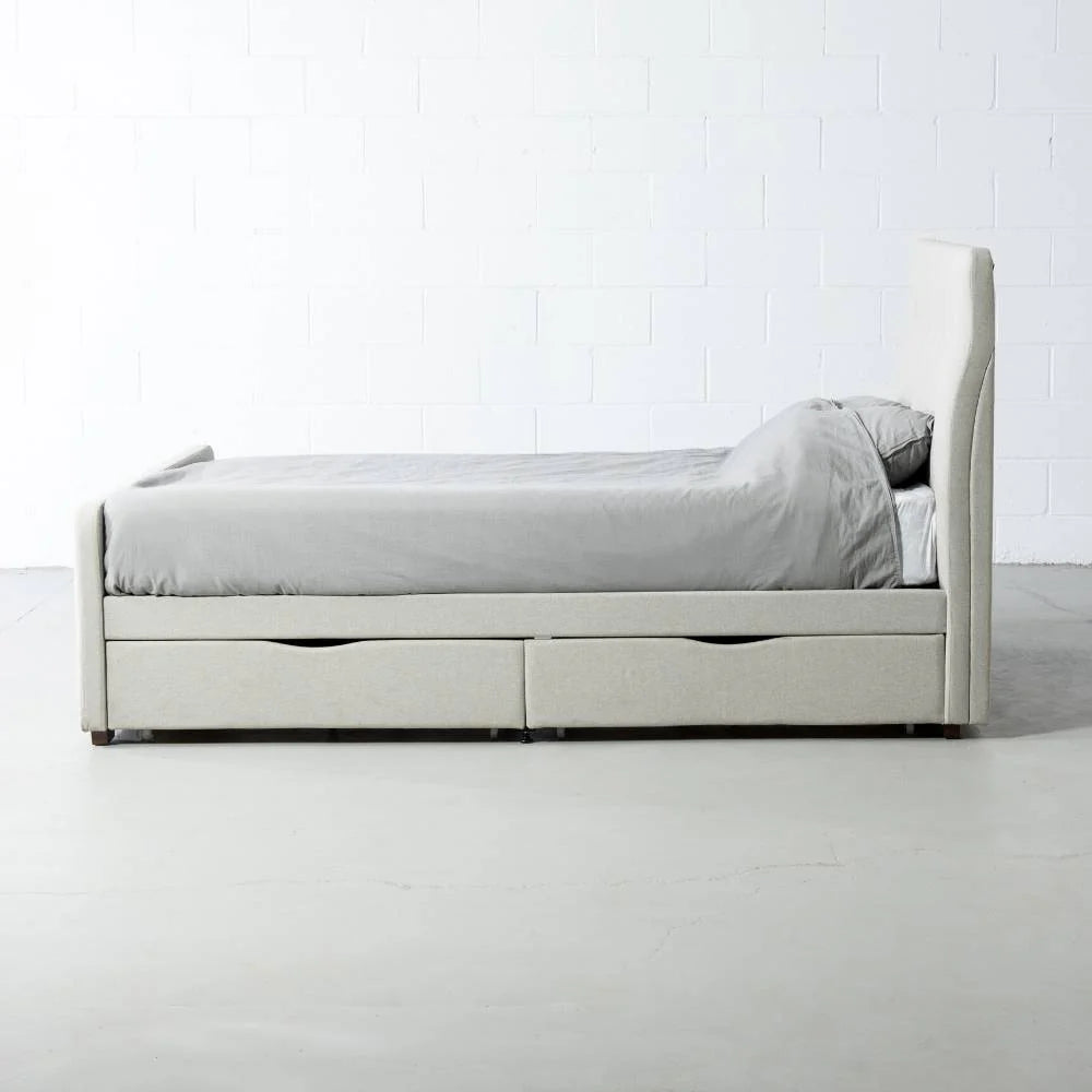 ANNISTON - Grey Fabric Bed with Storage - Image 2