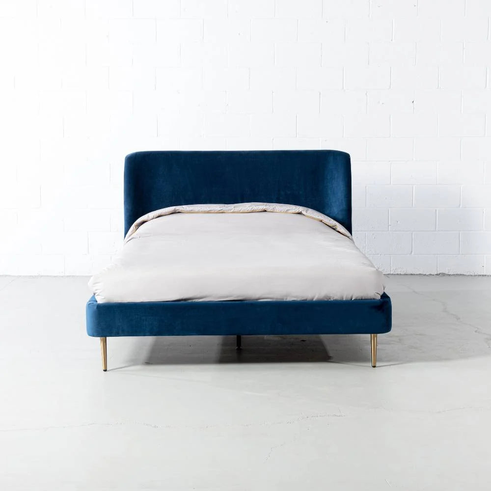 MEREDITH - Dark Blue Velvet Bed - FINAL SALE - Image 4