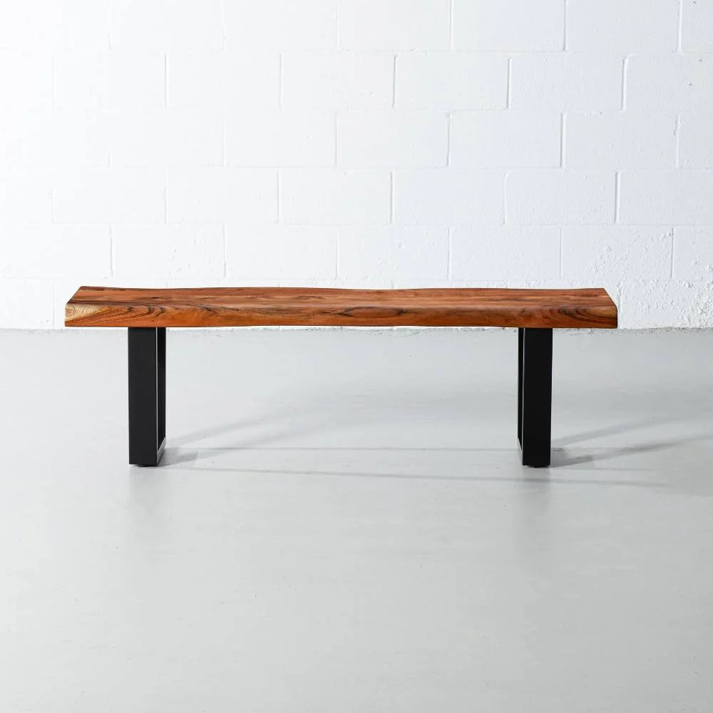 Acacia Live Edge Bench with Black U Shaped Legs/Natural Color - Image 3
