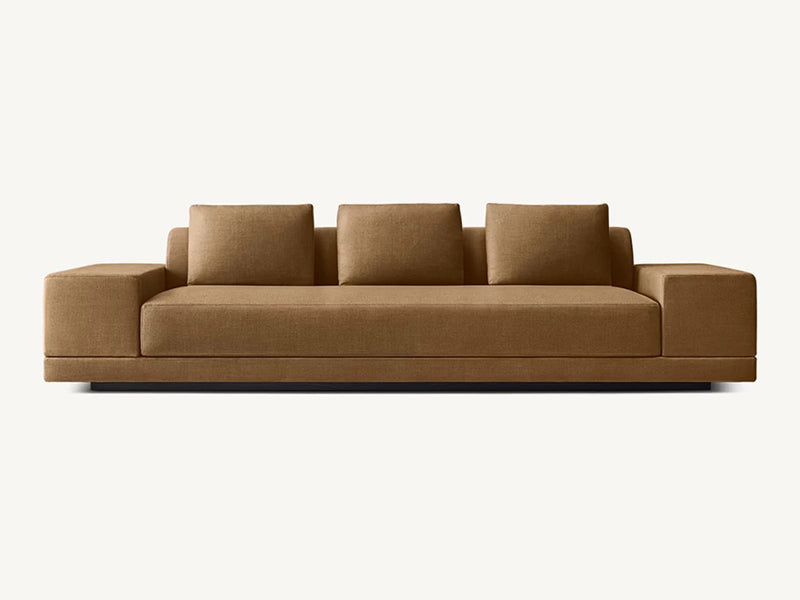 Modern Brown Linen Fabric and Feather Sofa with 3 Seats - Image 4