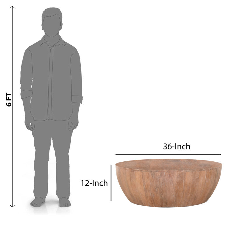 Emir Solid Wood Single Drum Coffee Table - Image 5