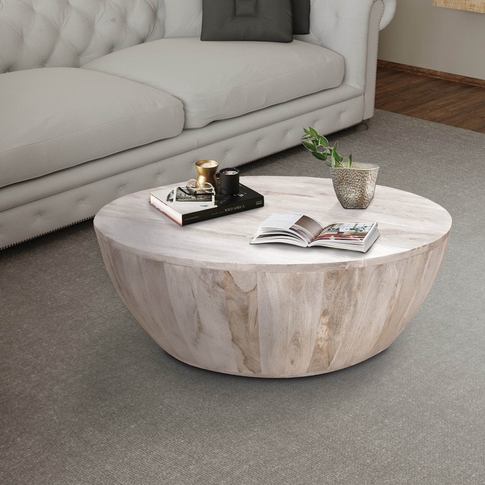 Emir Solid Wood Single Drum Coffee Table - Image 6