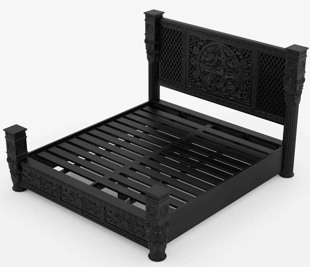 Dorian Rustic Solid Wood Designer Platform Bed With Headboard - Image 5