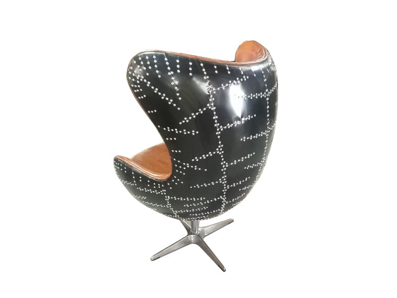 Black Leather Chair,High Back Leisure Chair,Rivets Back Chair - Image 3