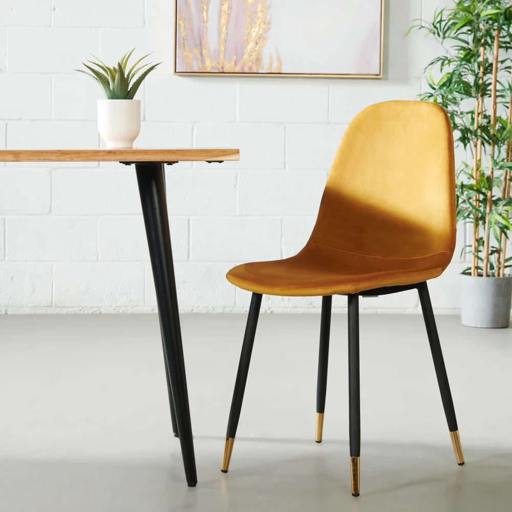 MILAN - Yellow Velvet Dining Chair - Image 2