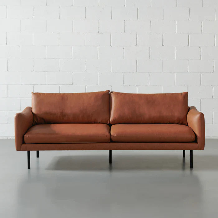 MAPLETON - Brown Vegan Leather 3-Seater Sofa - Image 5