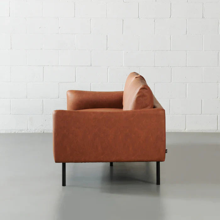 MAPLETON - Brown Vegan Leather 3-Seater Sofa - Image 4