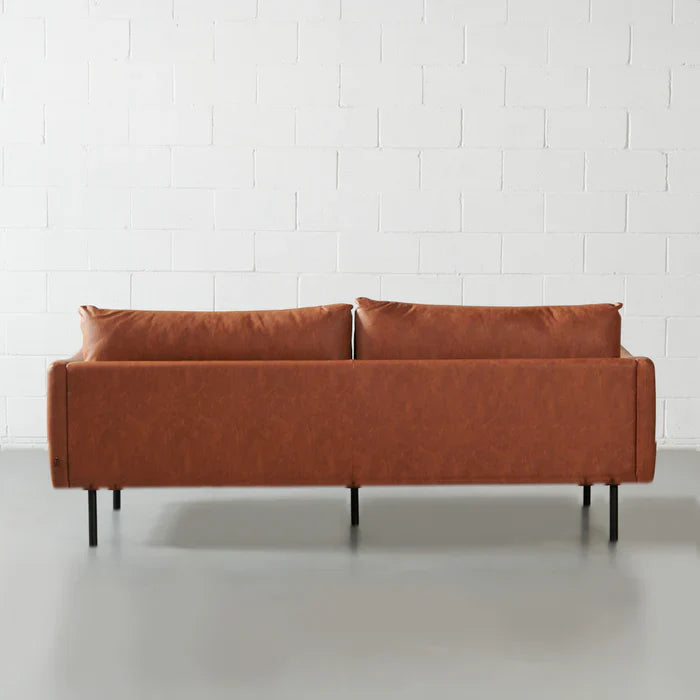 MAPLETON - Brown Vegan Leather 3-Seater Sofa - Image 3