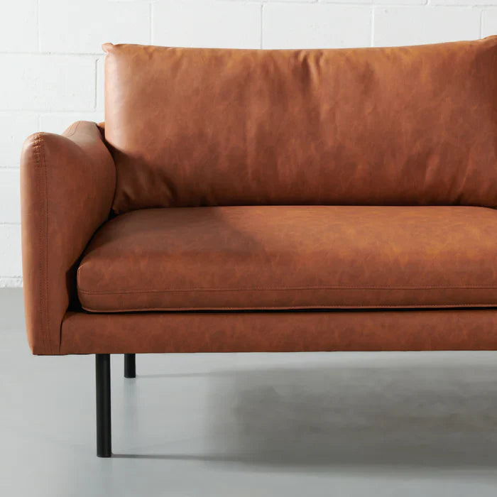 MAPLETON - Brown Vegan Leather 3-Seater Sofa - Image 2
