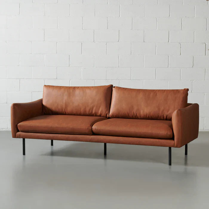 MAPLETON - Brown Vegan Leather 3-Seater Sofa - Image 6