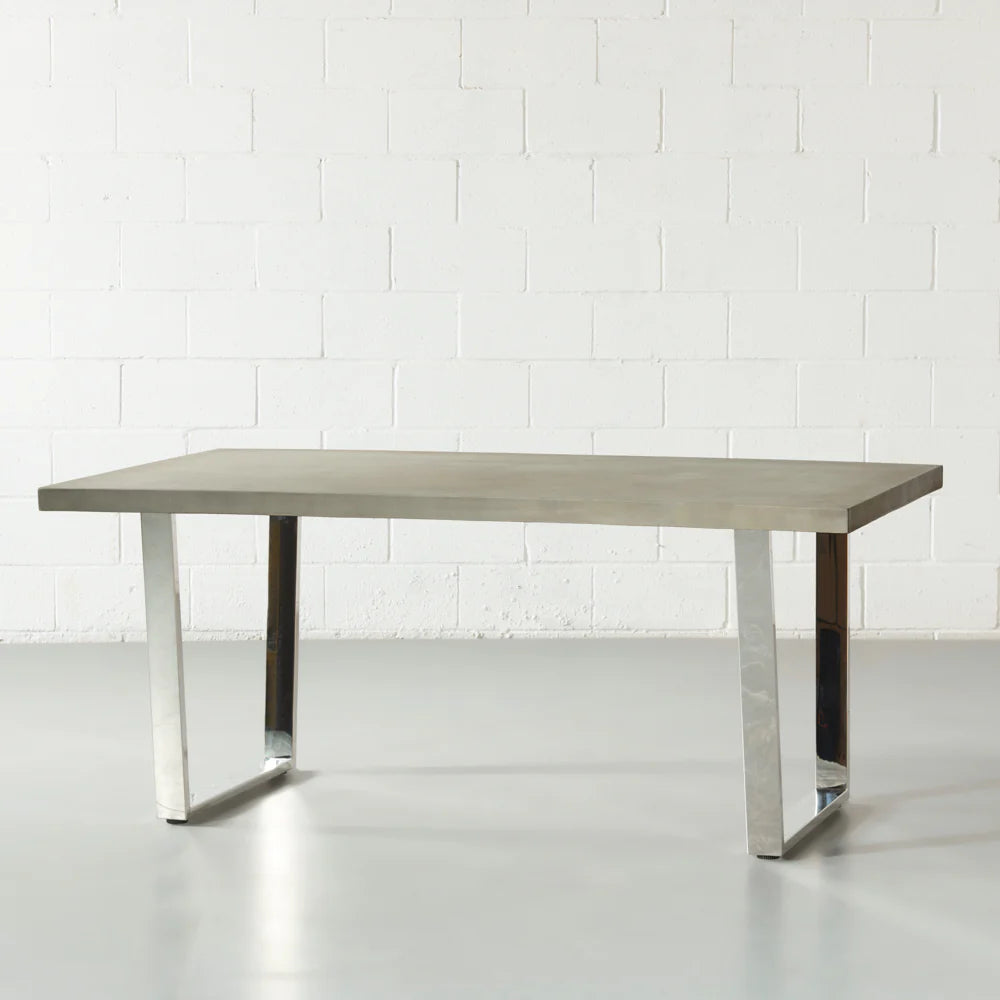 VERONA - Grey Concrete Dining Table with U Chrome Legs - Image 2