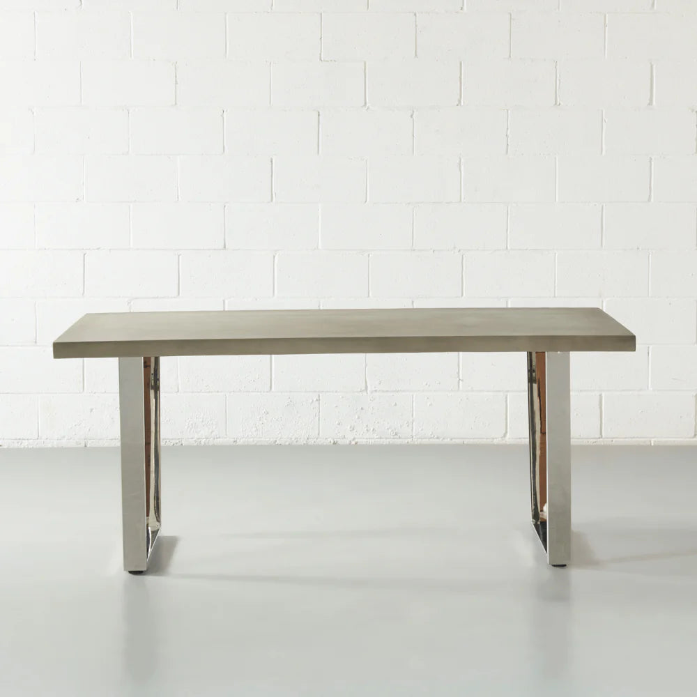 VERONA - Grey Concrete Dining Table with U Chrome Legs - Image 3