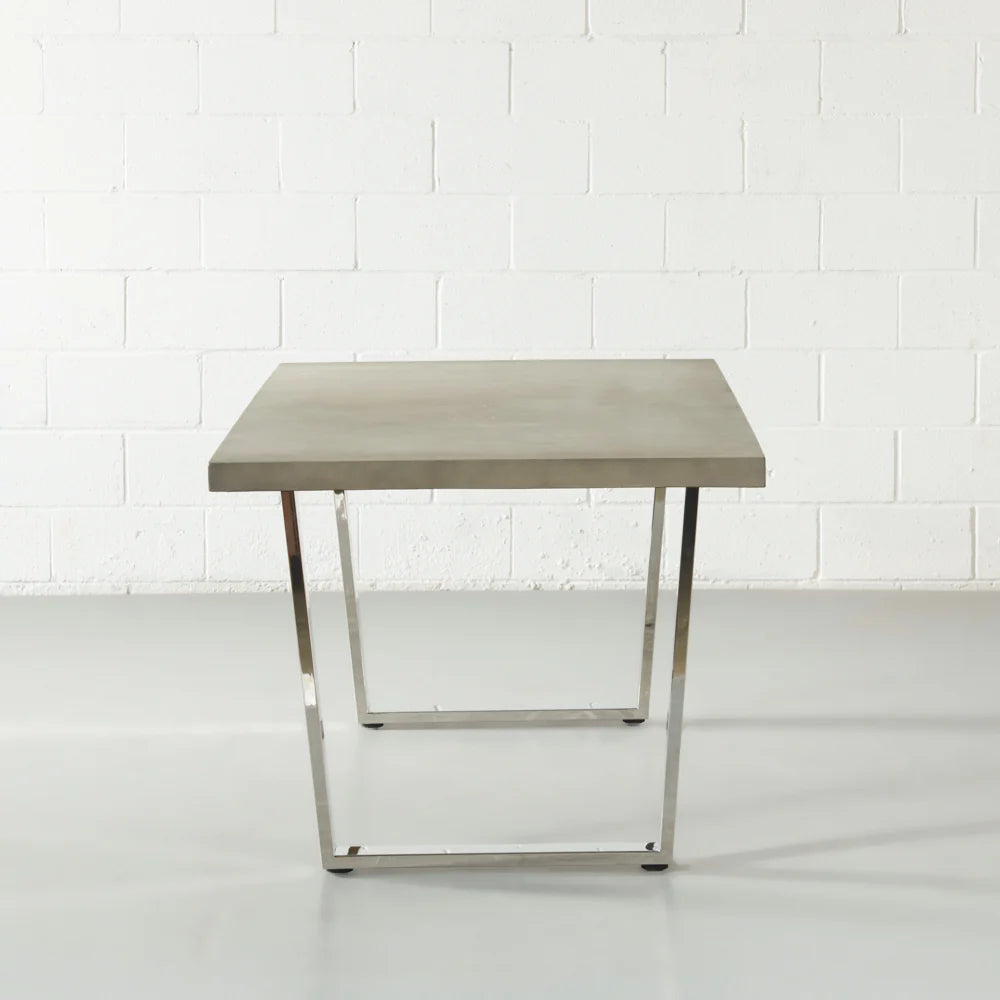 VERONA - Grey Concrete Dining Table with U Chrome Legs - Image 4