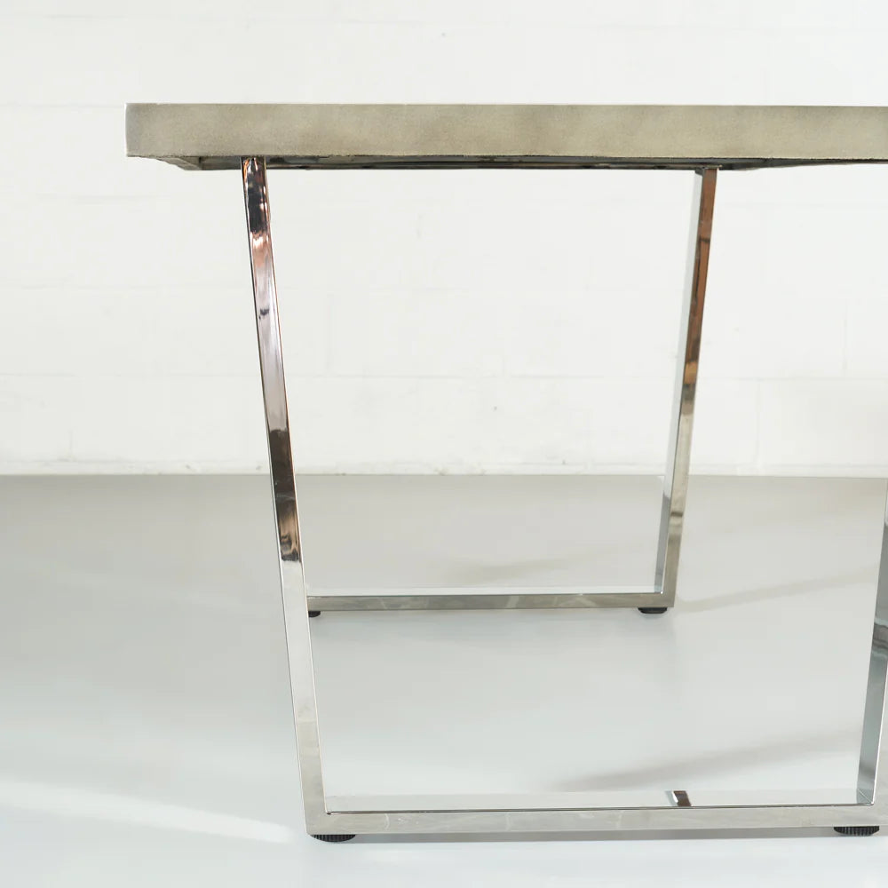 VERONA - Grey Concrete Dining Table with U Chrome Legs - Image 6