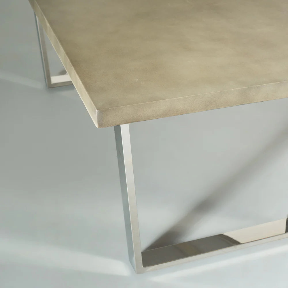 VERONA - Grey Concrete Dining Table with U Chrome Legs - Image 5