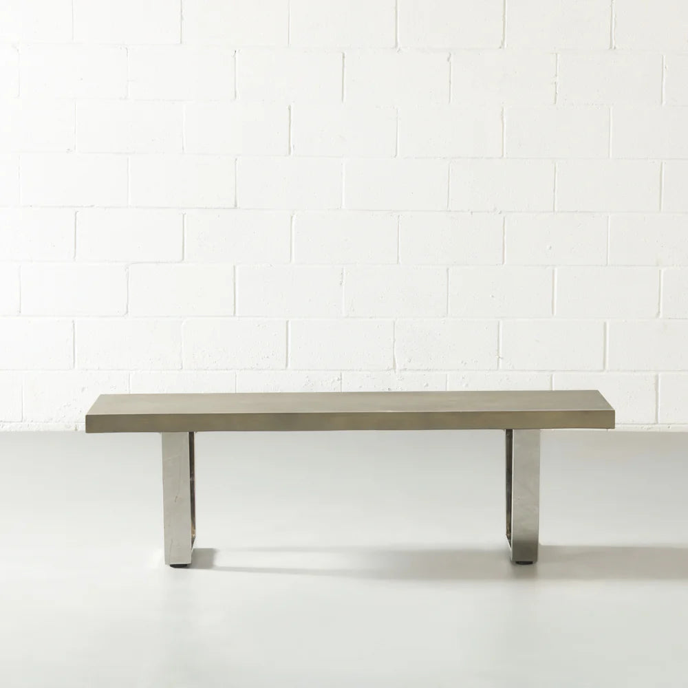 VERONA - Grey Concrete Bench with U Chrome Legs - Image 4