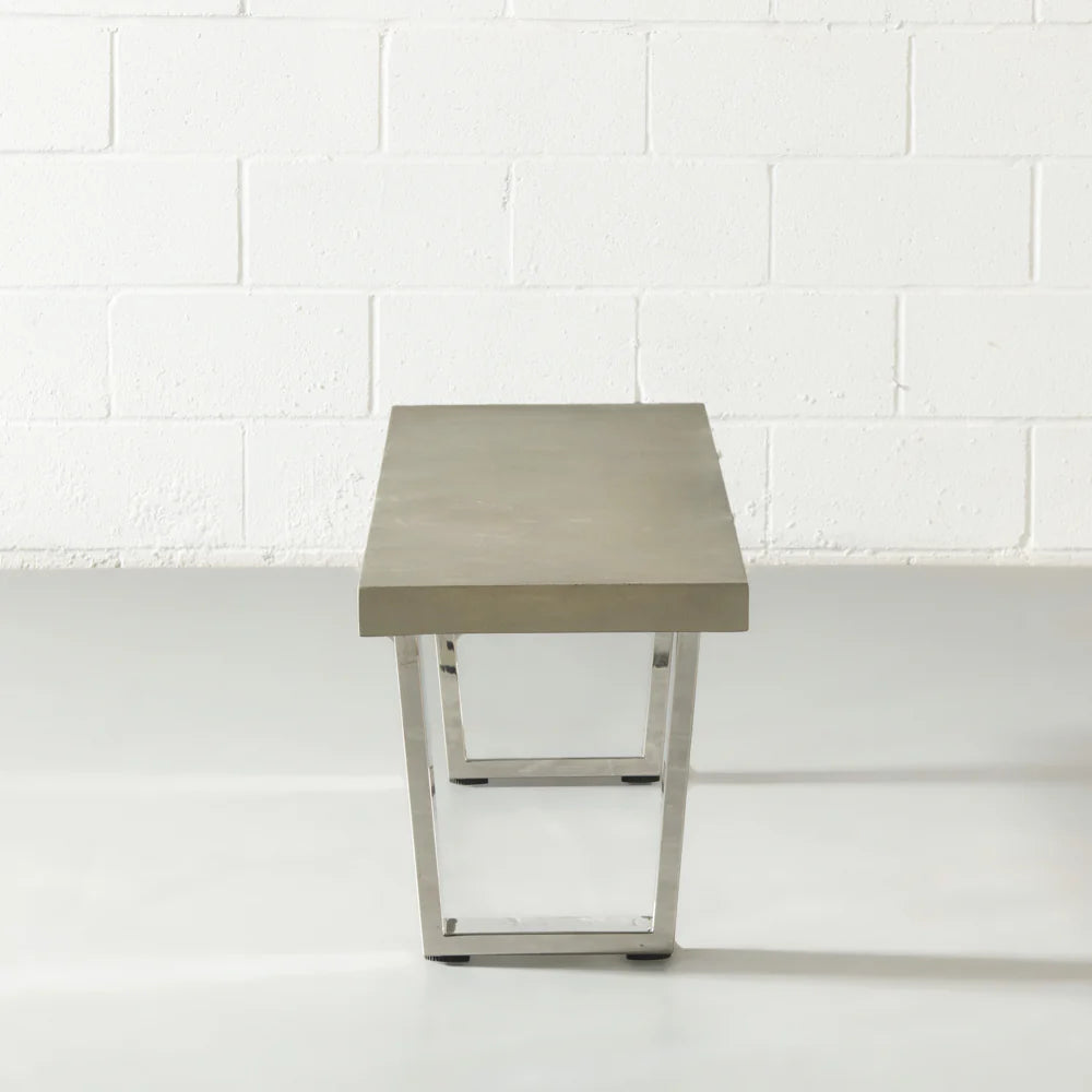 VERONA - Grey Concrete Bench with U Chrome Legs - Image 2