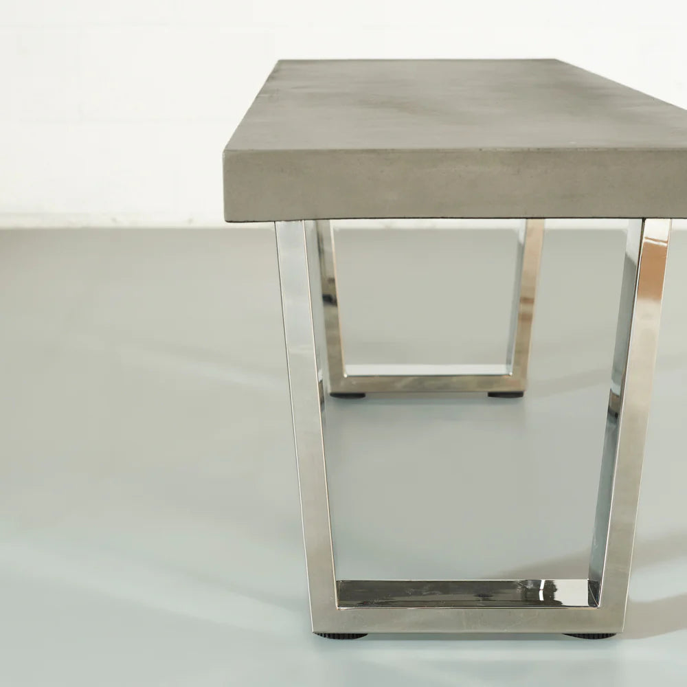 VERONA - Grey Concrete Bench with U Chrome Legs - Image 3