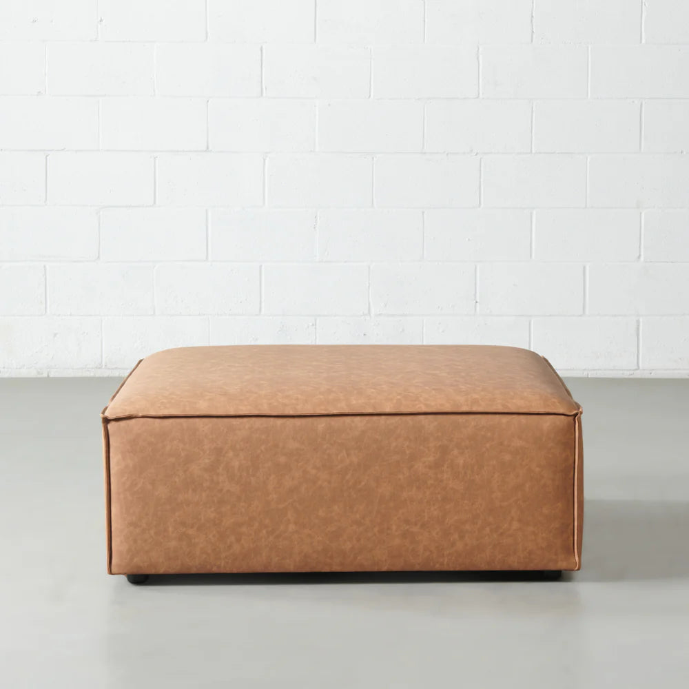 MASON - Brown Vegan Leather Ottoman - Image 3