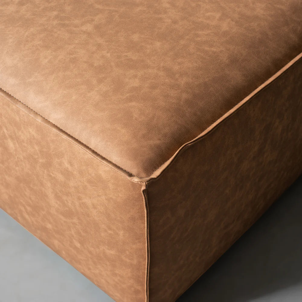 MASON - Brown Vegan Leather Ottoman - Image 5