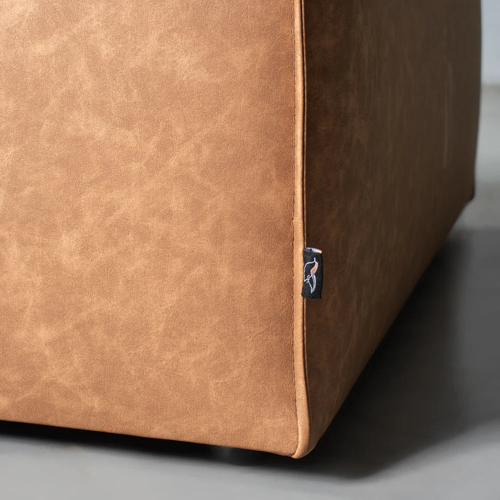 MASON - Brown Vegan Leather Ottoman - Image 6