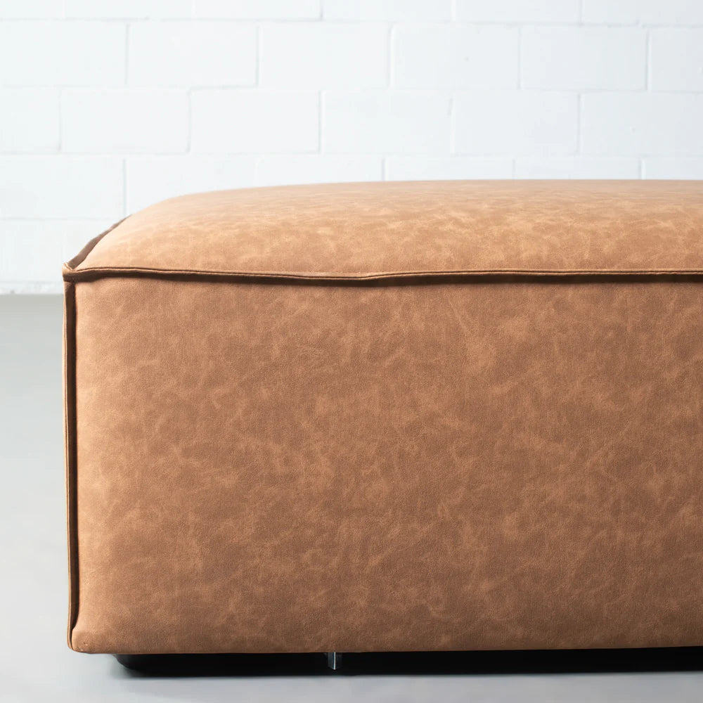 MASON - Brown Vegan Leather Ottoman - Image 7