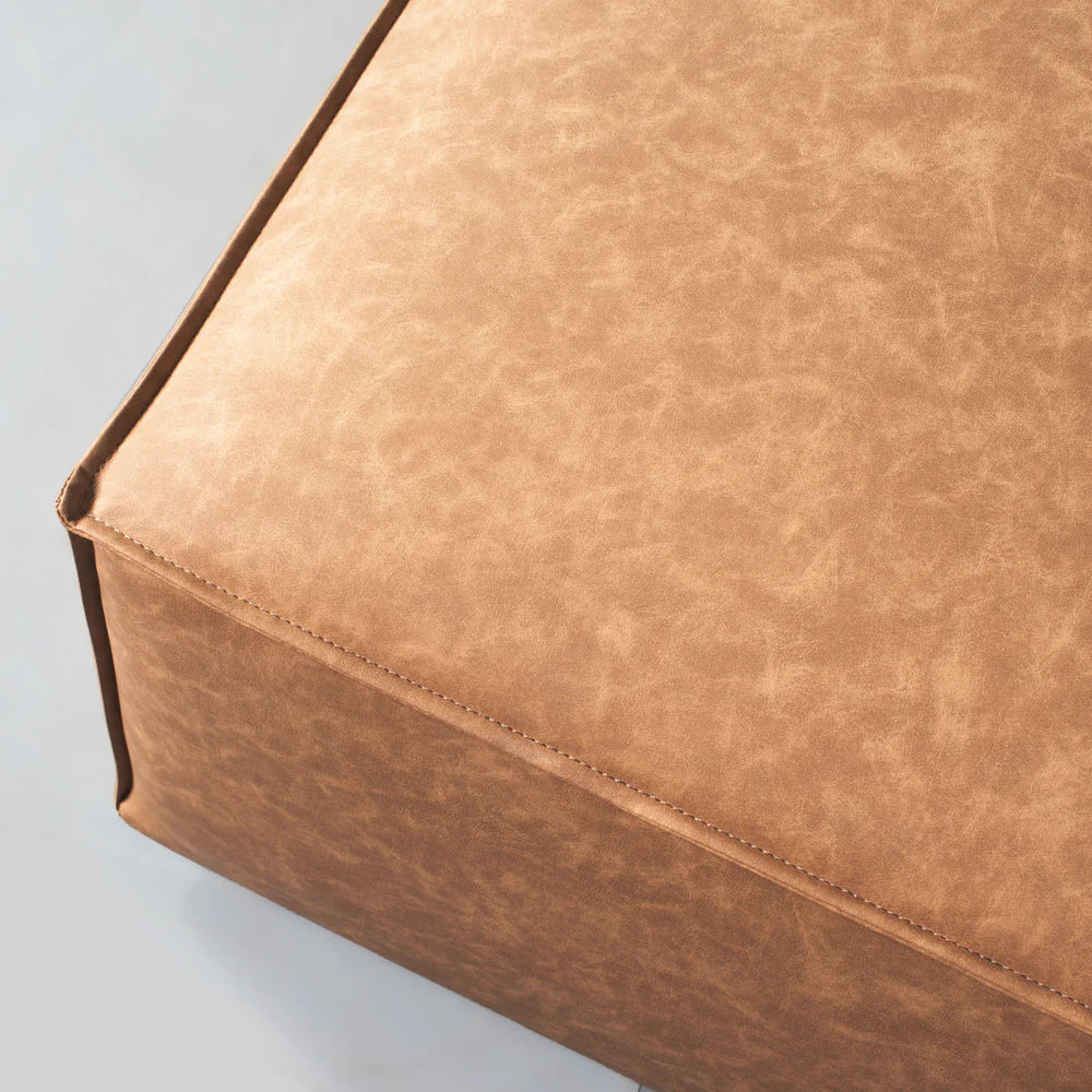 MASON - Brown Vegan Leather Ottoman - Image 8