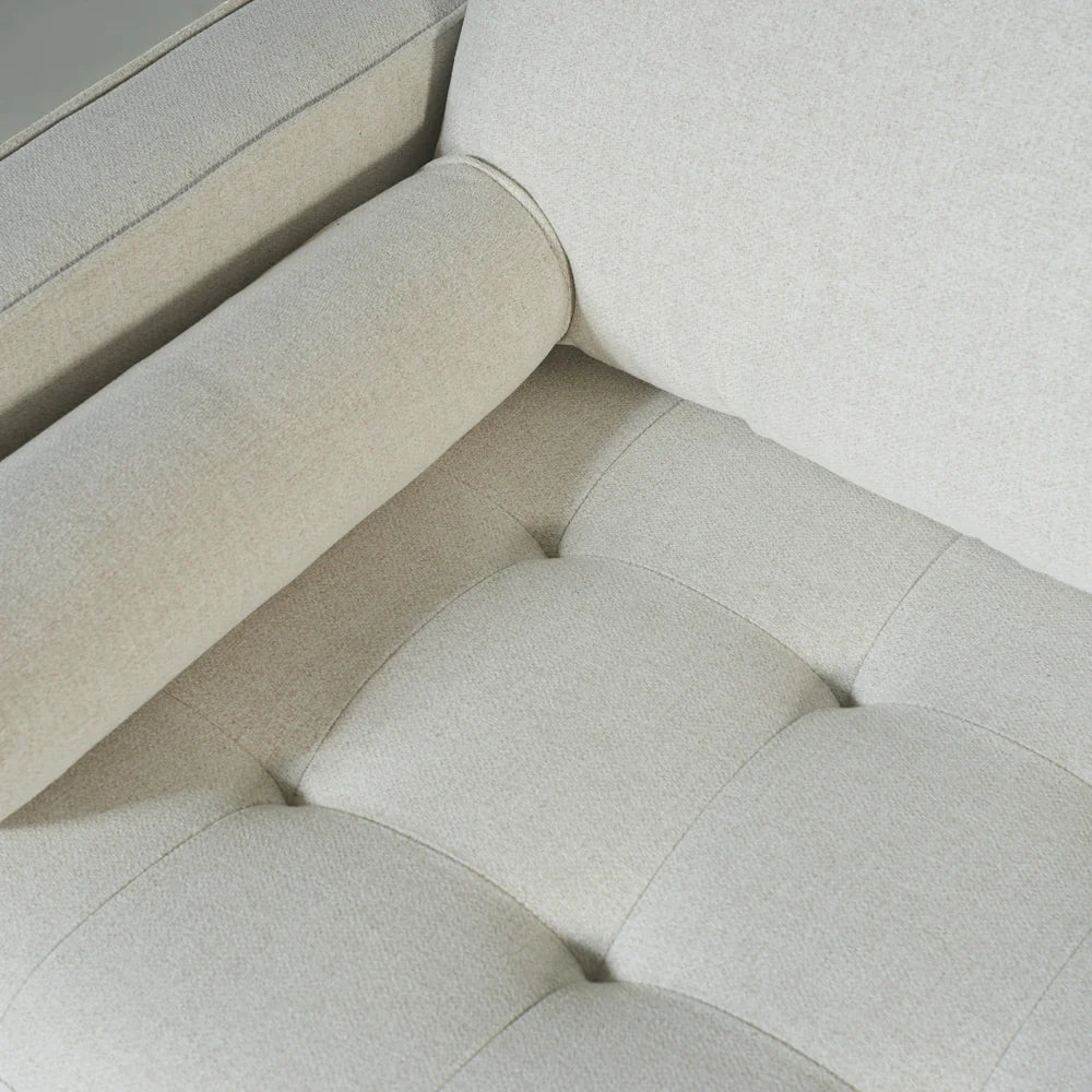 FONDA - Cream Fabric 3-Seater Sofa - Image 2