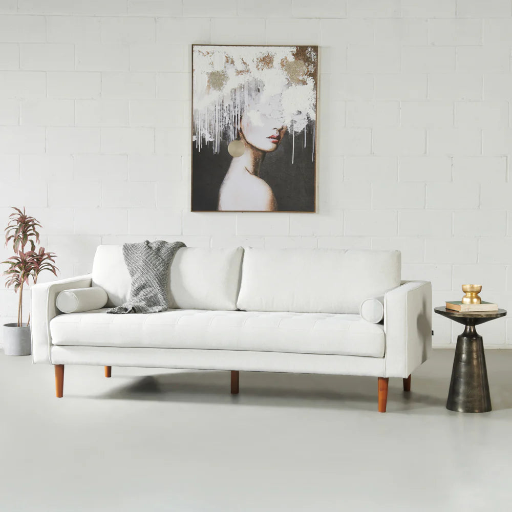FONDA - Cream Fabric 3-Seater Sofa - Image 8