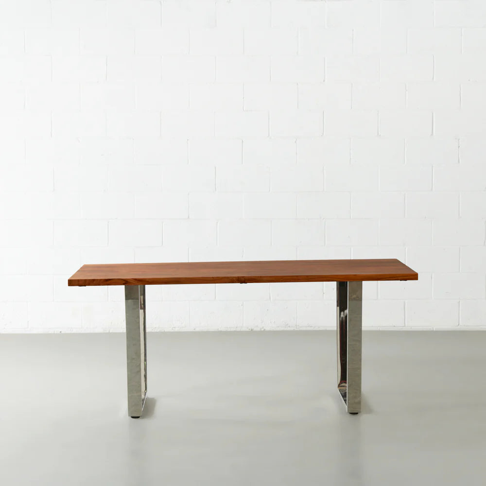 DANTON - Acacia Straight Cut Table 3.5cm Thickness Top with U Chrome Legs - Image 4