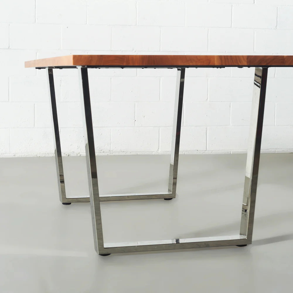 DANTON - Acacia Straight Cut Table 3.5cm Thickness Top with U Chrome Legs - Image 6