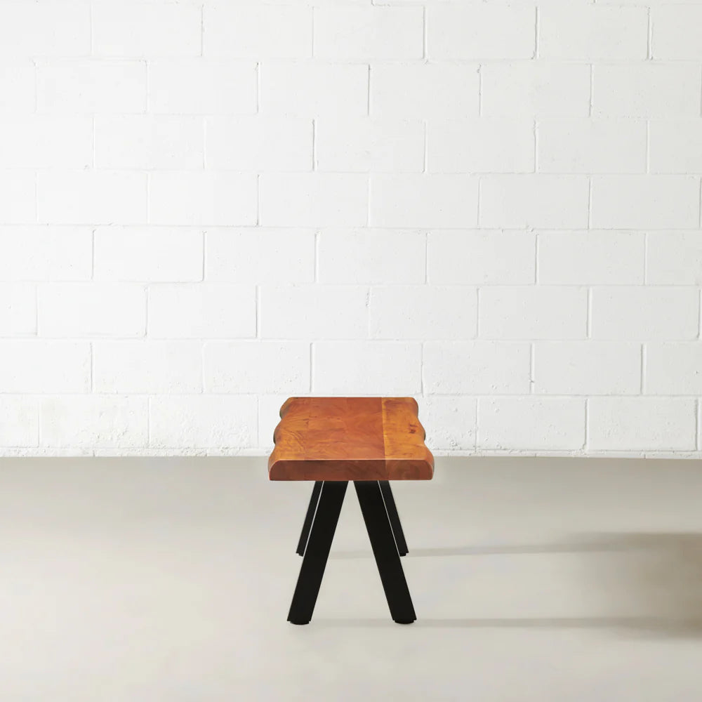 Acacia Live Edge Bench with Black Pyramid-Shaped Legs/Natural Color - Image 4