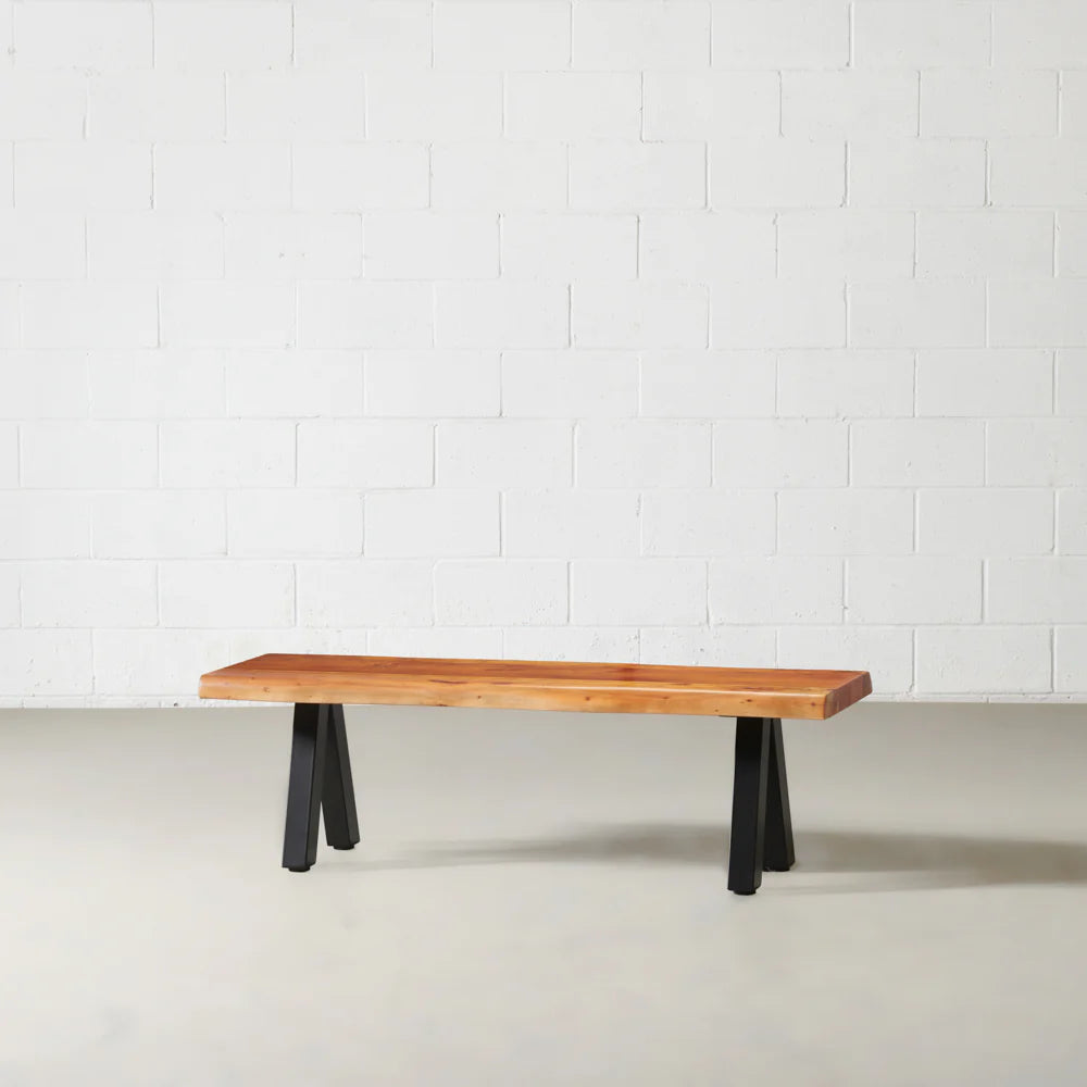 Acacia Live Edge Bench with Black Pyramid-Shaped Legs/Natural Color - Image 6