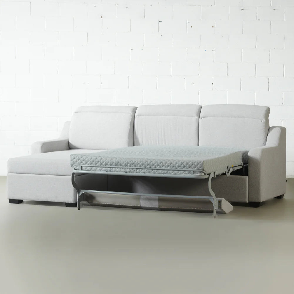 EVA - Grey Fabric Sectional Sofabed with Memory Foam Mattress and Storage - Right - Image 3