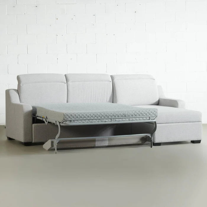 EVA - Grey Fabric Sectional Sofabed with Memory Foam Mattress and Storage - Left - Image 2