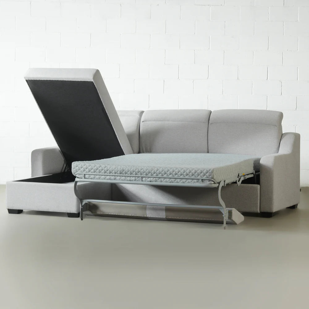 EVA - Grey Fabric Sectional Sofabed with Memory Foam Mattress and Storage - Right - Image 4