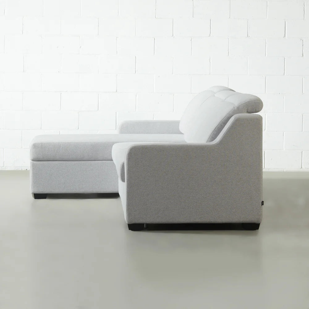 EVA - Grey Fabric Sectional Sofabed with Memory Foam Mattress and Storage - Right - Image 7