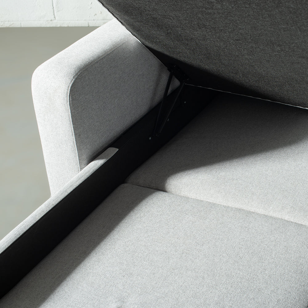 EVA - Grey Fabric Sectional Sofabed with Memory Foam Mattress and Storage - Right - Image 10