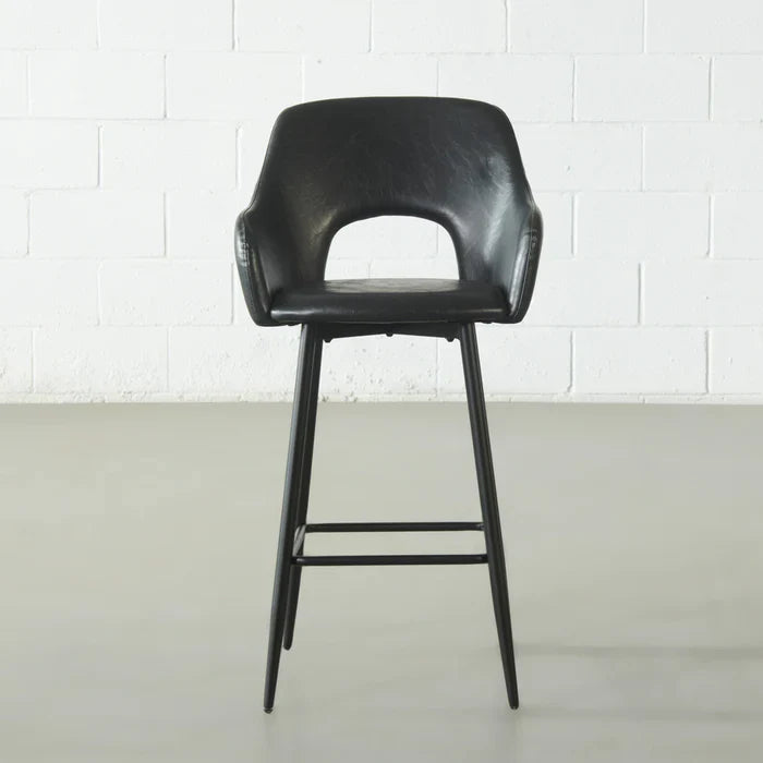 BROADWAY - Black Leather Counter Stool - Image 6