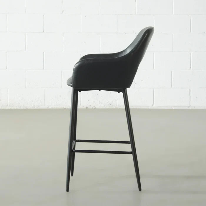 BROADWAY - Black Leather Counter Stool - Image 5