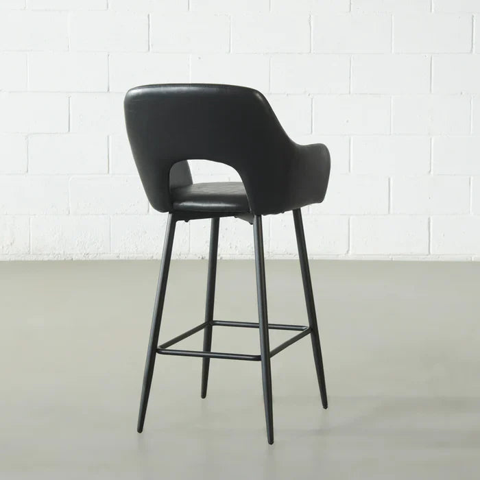 BROADWAY - Black Leather Counter Stool - Image 3