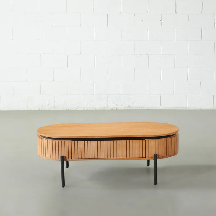 COPENHAGEN - Fluted Solid Mango Wood Coffee Table - Image 6
