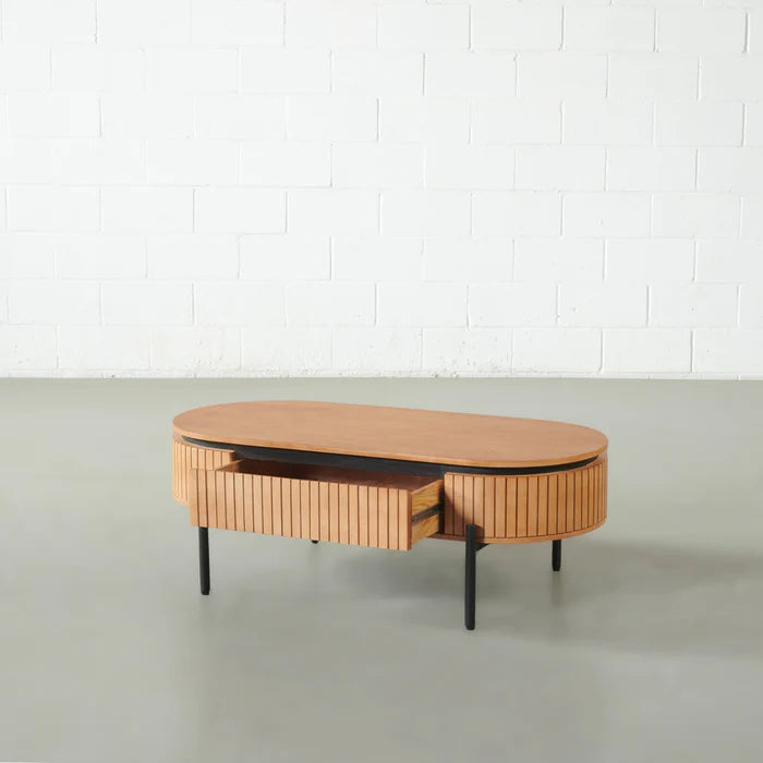 COPENHAGEN - Fluted Solid Mango Wood Coffee Table - Image 4