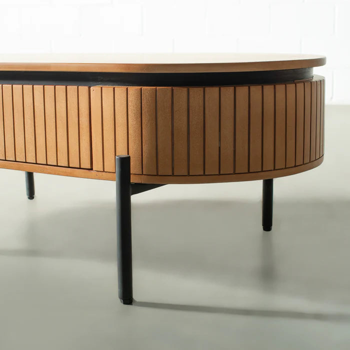 COPENHAGEN - Fluted Solid Mango Wood Coffee Table - Image 2