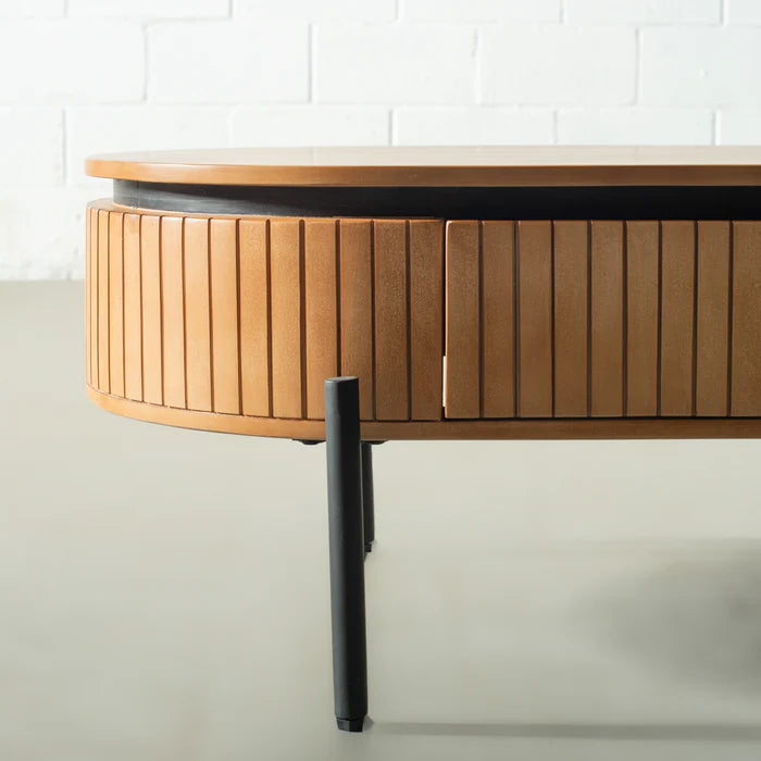 COPENHAGEN - Fluted Solid Mango Wood Coffee Table - Image 3