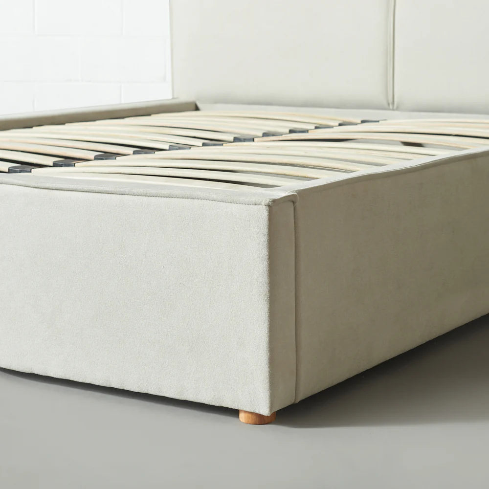 DENMARK - Cream Fabric Lift Up Storage Platform Bed SKU: B1082K - Image 6