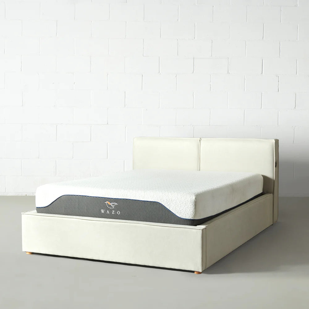 DENMARK - Cream Fabric Lift Up Storage Platform Bed SKU: B1082K - Image 8